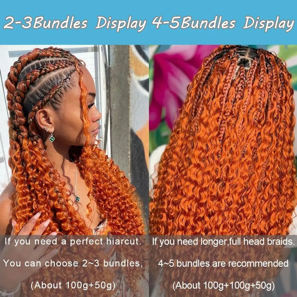 Hair Care Orange - Boho Vlechten Echt Haar 100g/stuk/2 bundels